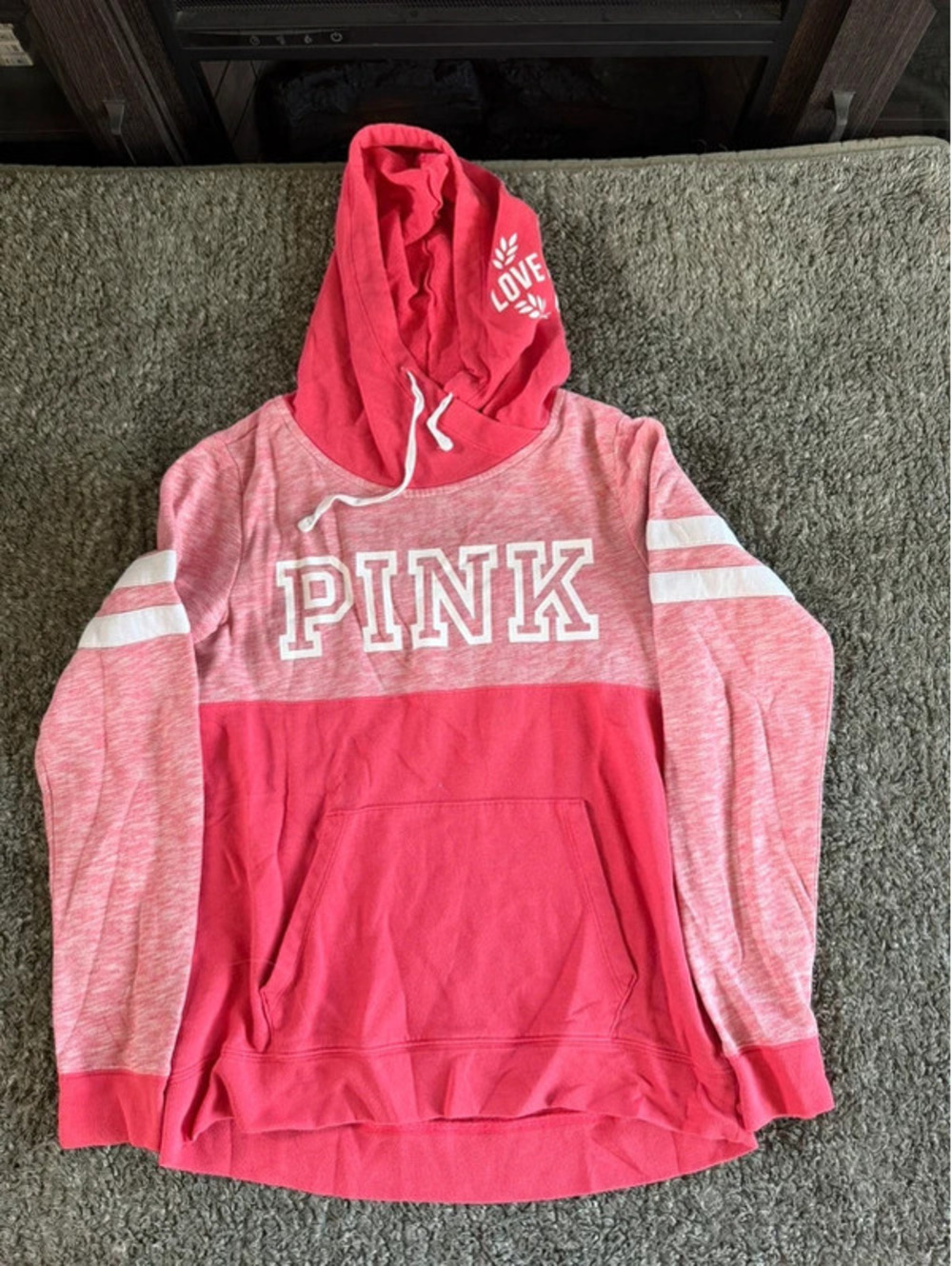 Victoria's Secret PINK Pink and Red Hoodie Sweatshirt Size S/P